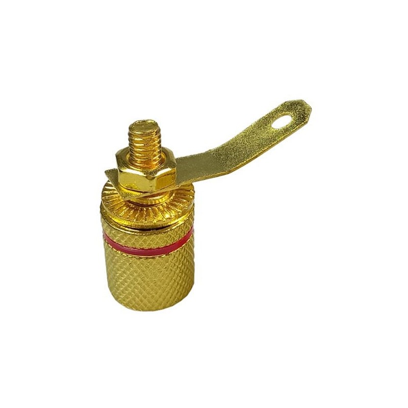 Connettore dorato a banana da pannello - Rosso