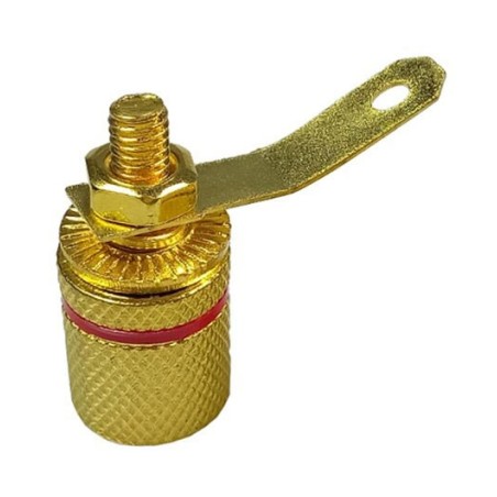 Connettore dorato a banana da pannello - Rosso