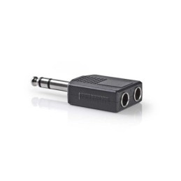 Adattatore audio stereo Maschio da 6,35 mm - 2x Femmina da 6,35 mm 10 pezzi Nero