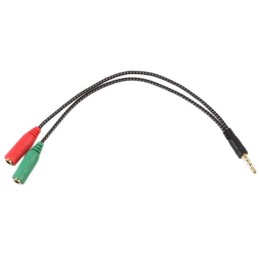 Adattatore audio telato 20cm 1x jack 3.5mm maschio 2x jack 3.5mm femmina microfono-cuffie