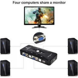 Switch KVM 4 porte USB 2.0 connettori USB/VGA