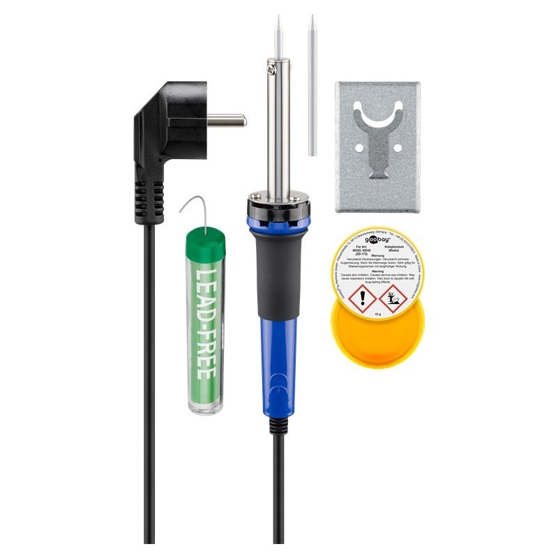 Set saldatore 30W con supporto/punte/stagno 10g e pasta saldante 10g