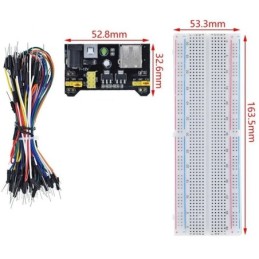 Kit breadboard MB102 830 punti con cavi jumper e modulo di alimentazione