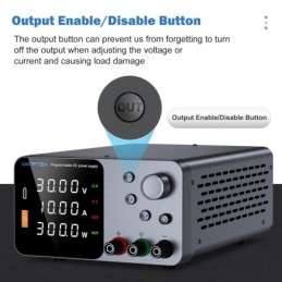Alimentatore da banco 30V 10A 300W con regolatore di tensione CC USB/TYPE-C 18W