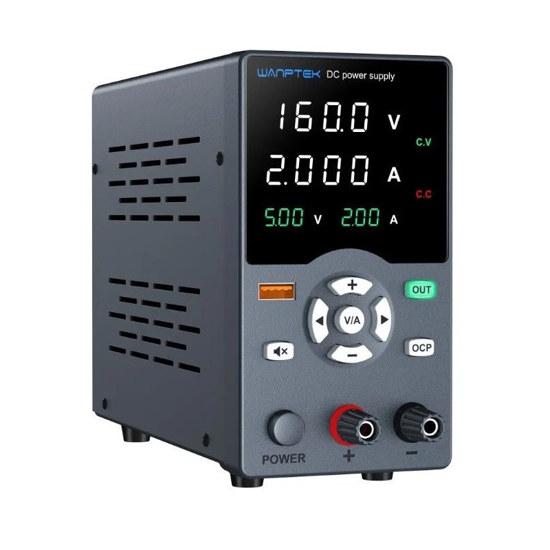 Alimentatore da banco 32V 5A 160W con regolatore di tensione CC USB 18W