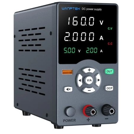Alimentatore da banco 32V 5A 160W con regolatore di tensione CC USB 18W