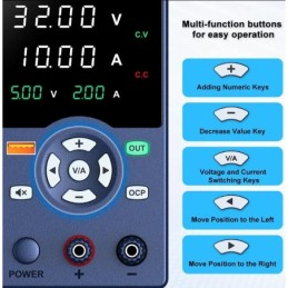 Alimentatore da banco 32V 5A 160W con regolatore di tensione CC USB 18W