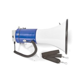 Megafono professionale 25W con microfono staccabile e sirena – Blu/Bianco