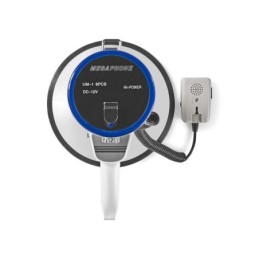 Megafono professionale 25W con microfono staccabile e sirena – Blu/Bianco