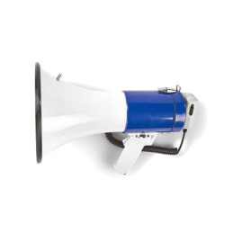 Megafono professionale 25W con microfono staccabile e sirena – Blu/Bianco