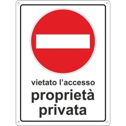 Cartello segnaletico vietato l'accesso proprietà privata 20x30cm
