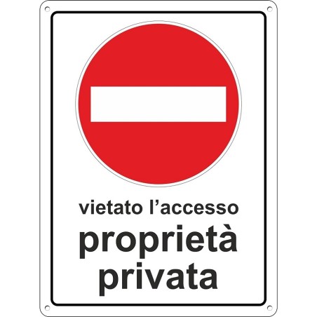 Cartello segnaletico vietato l'accesso proprietà privata 20x30cm