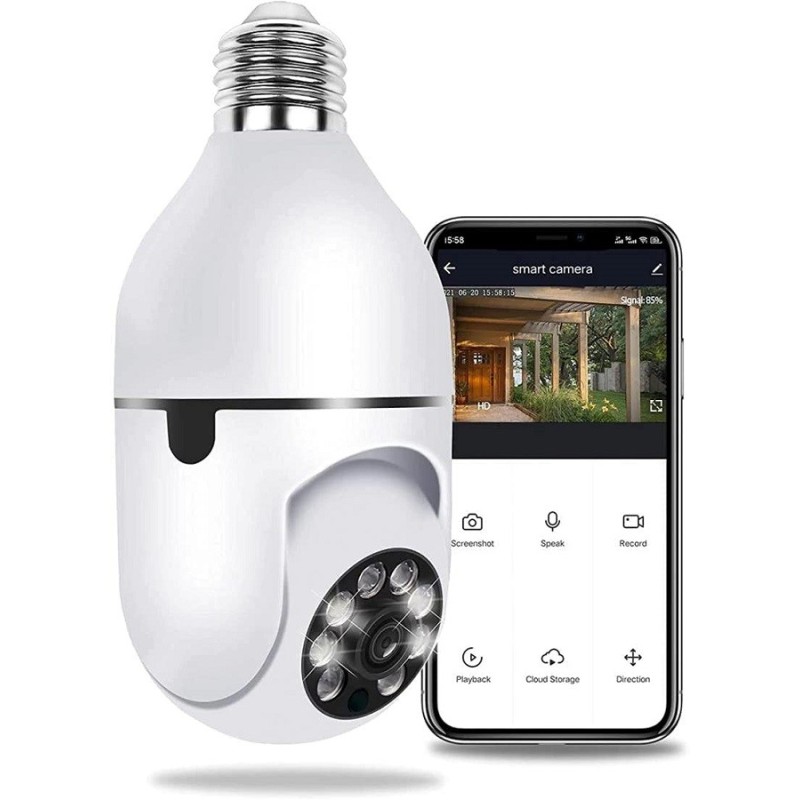 Telecamera IP WiFi con attacco E27 2MP HD 1080p con app per smartphone