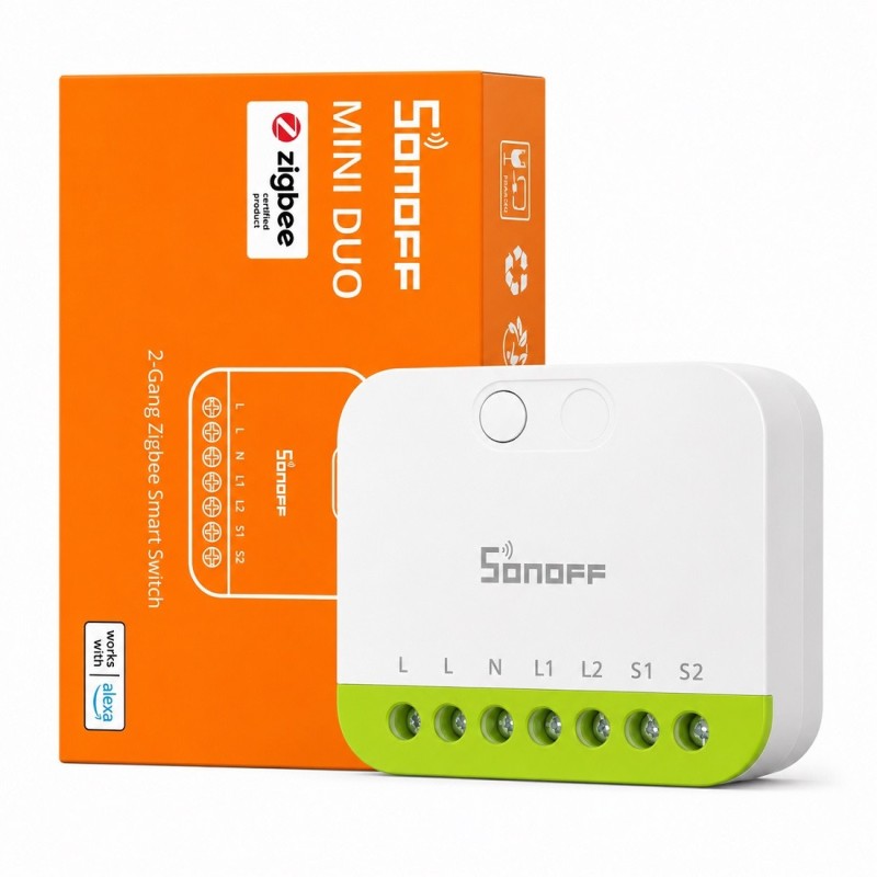 Relè smart Sonoff MINI DUO Zigbee 2 canali da incasso