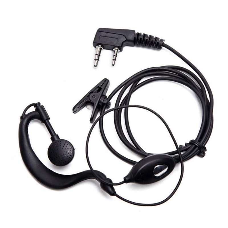 Auricolare per walkie talkie BAOFENG microfono e tasto PTT doppio Jack 2 Pin