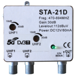 Amplificatore da palo 2 ingressi UHF - 1 uscita STA-21D