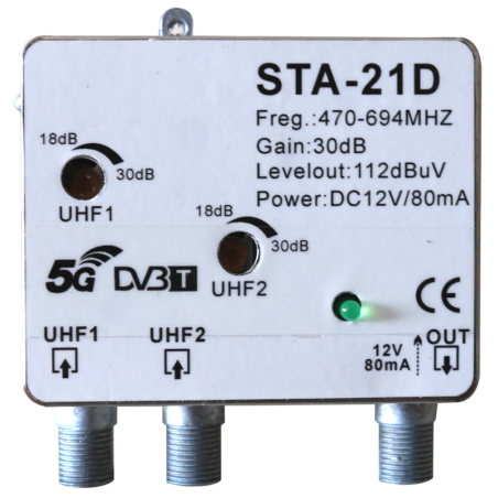 Amplificatore da palo 2 ingressi UHF - 1 uscita STA-21D