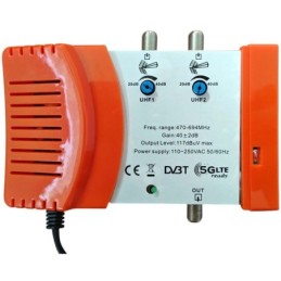 Kit antenna TV DVB-T2 con 2 antenne UHF e centralina