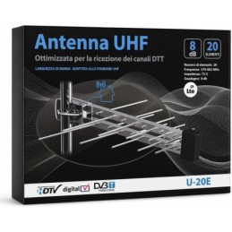 Kit antenna TV DVB-T2 con 2 antenne UHF e centralina