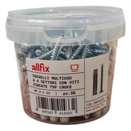 Tasselli multiuso F4V a 4 settori in nylon con vite TSP croce 8x40mm - 50 pezzi