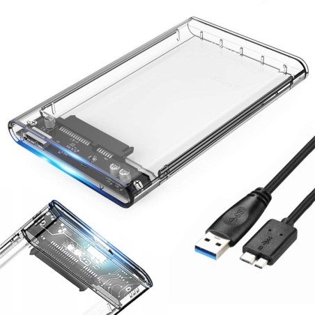 Box per disco esterno 2.5" USB 3.0 in plastica trasparente