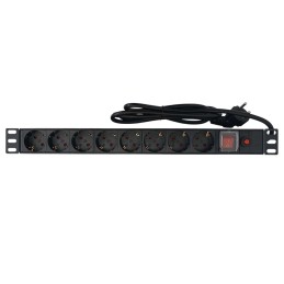 Multipresa 8 posti Schuko per armadio rack 19" con interruttore luminoso