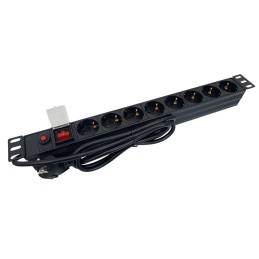 Multipresa 8 posti Schuko per armadio rack 19" con interruttore luminoso