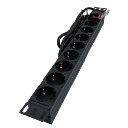 Multipresa 8 posti Schuko per armadio rack 19" con interruttore luminoso