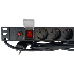 Multipresa 8 posti Schuko per armadio rack 19" con interruttore luminoso