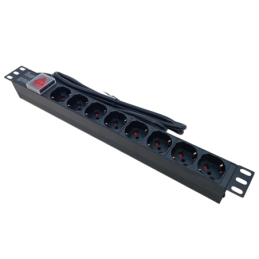 Multipresa 8 posti spina europea per armadio rack 19" con interruttore luminoso