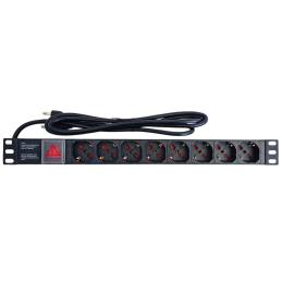 Multipresa 8 posti spina europea per armadio rack 19" con interruttore luminoso