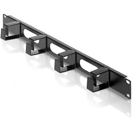 Pannello passacavi 1U 19" con 4 anelli corti nero