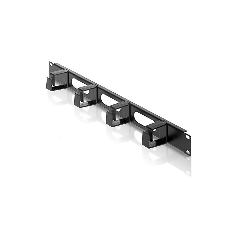 Pannello passacavi 1U 19" con 4 anelli corti nero