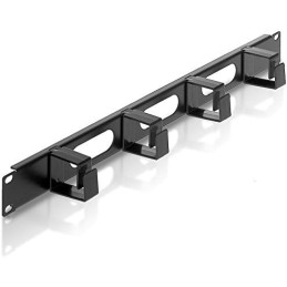 Pannello passacavi 1U 19" con 4 anelli corti nero