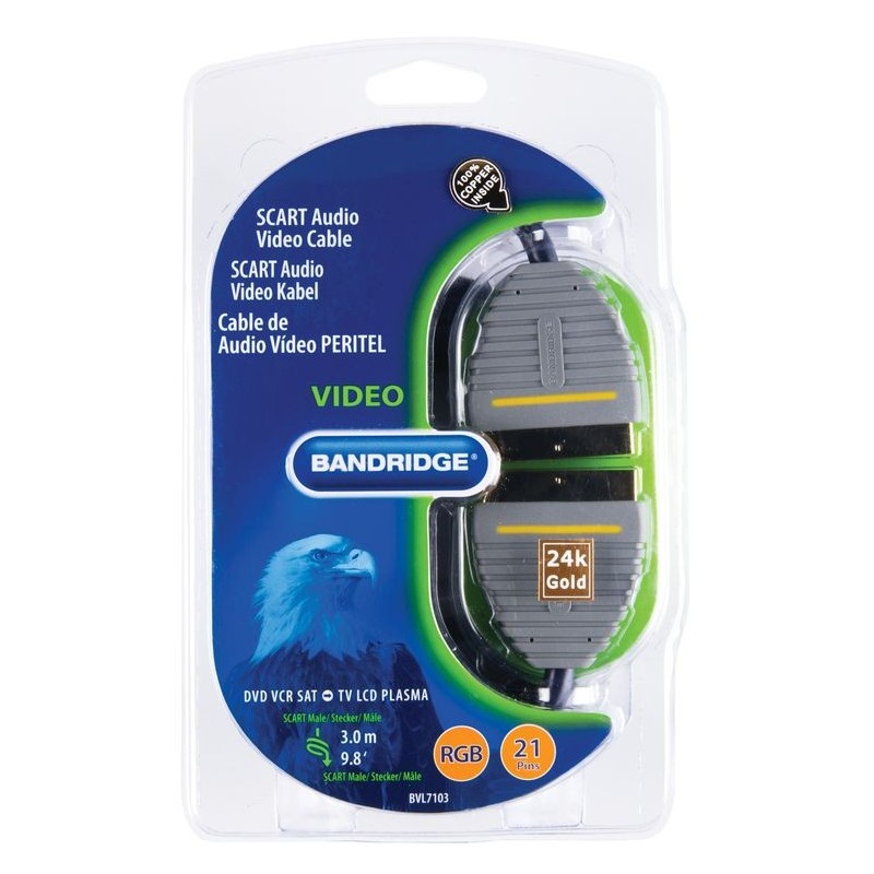 Cavo SCART SCART Maschio - SCART Maschio 3.00 m Blu