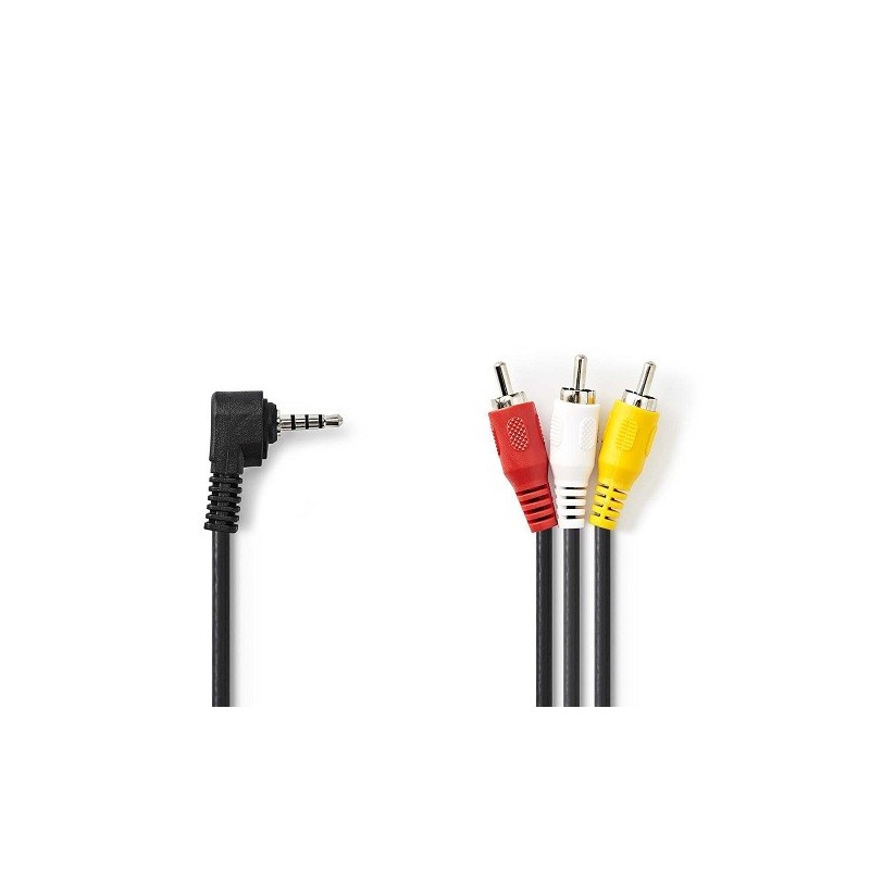 Cavo AV maschio da 3,5 mm - 3x RCA maschio 2m Nero
