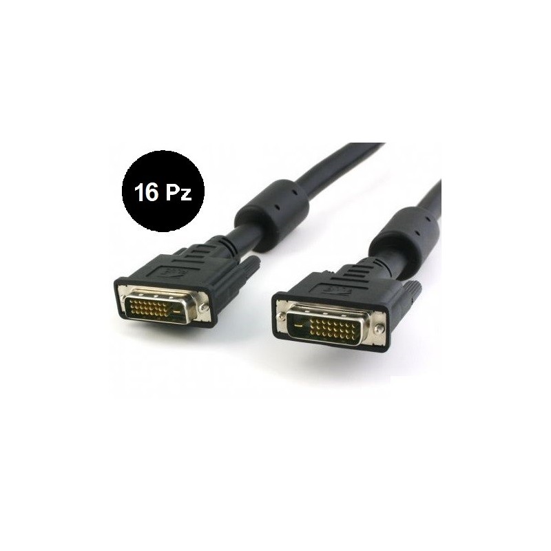 16 Pezzi - Cavo DVI digitale Dual Link (DVI-D) con ferrite 15 mt.