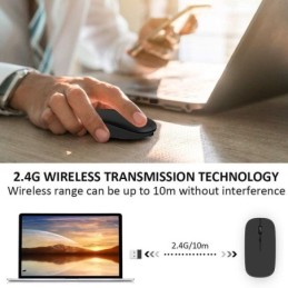 Mouse wireless nero con batteria ricaricabile incorporata