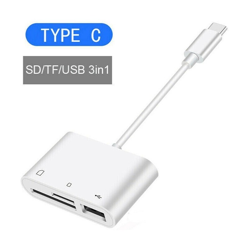 Adattatore USB Type C ad USB 2.0/SD/TF bianco