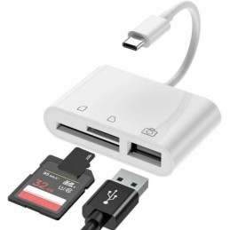 Adattatore USB Type C ad USB 2.0/SD/TF bianco