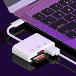 Adattatore USB Type C ad USB 2.0/SD/TF bianco