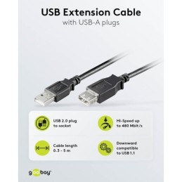 Cavo prolunga USB-A 60cm nero USB 2.0 480 Mbit/s