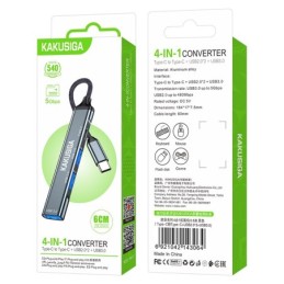 Hub Type-C 4 porte Type-c/USB2.0/USB3.0 nero KSC-1417