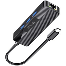 Adattatore hub USB-C 4 in 1 3xUSB 3.0 1xRJ45 Gigabit nero JC009-F