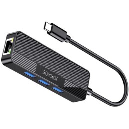 Adattatore hub USB-C 4 in 1 3xUSB 3.0 1xRJ45 Gigabit nero JC009-F