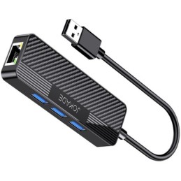 Adattatore hub USB 4 in 1 3xUSB 3.0 e 1xRJ45 Gigabit nero JC009-D