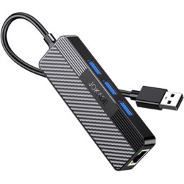 Adattatore hub USB 4 in 1 3xUSB 3.0 e 1xRJ45 Gigabit nero JC009-D