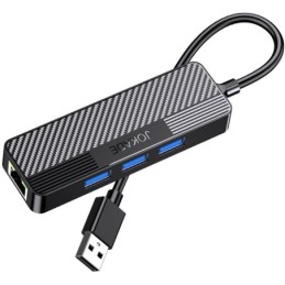 Adattatore hub USB 4 in 1 3xUSB 3.0 e 1xRJ45 Gigabit nero JC009-D