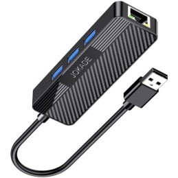 Adattatore hub USB 4 in 1 3xUSB 3.0 e 1xRJ45 Gigabit nero JC009-D