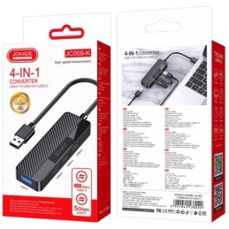 Adattatore hub USB 4 in 1 1xUSB 3.0 e 3xUSB 2.0 nero JC009-K